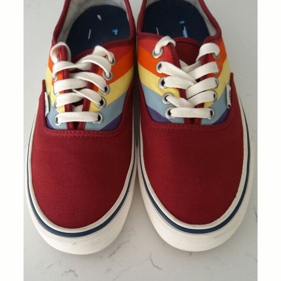 Vans Rad Rush burgundy & rainbow Skateboard shoes Newer size 9.5 W/8M Newer - Picture 2 of 7